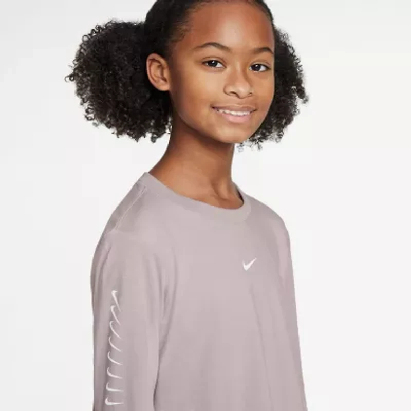 Nike Big Kid Girls Crew Neck Long Sleeve Active T-Shirt
