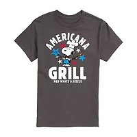 Mens Short Sleeve Americana Peanuts Snoopy Graphic T-Shirt