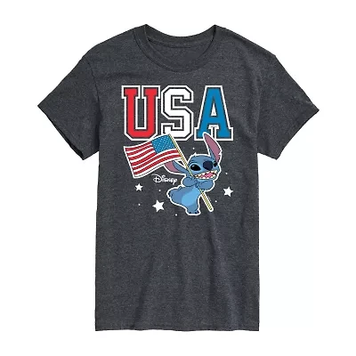 Mens Short Sleeve Americana Lilo & Stitch Graphic T-Shirt