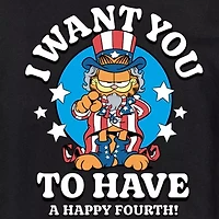 Mens Short Sleeve Americana Garfield Graphic T-Shirt