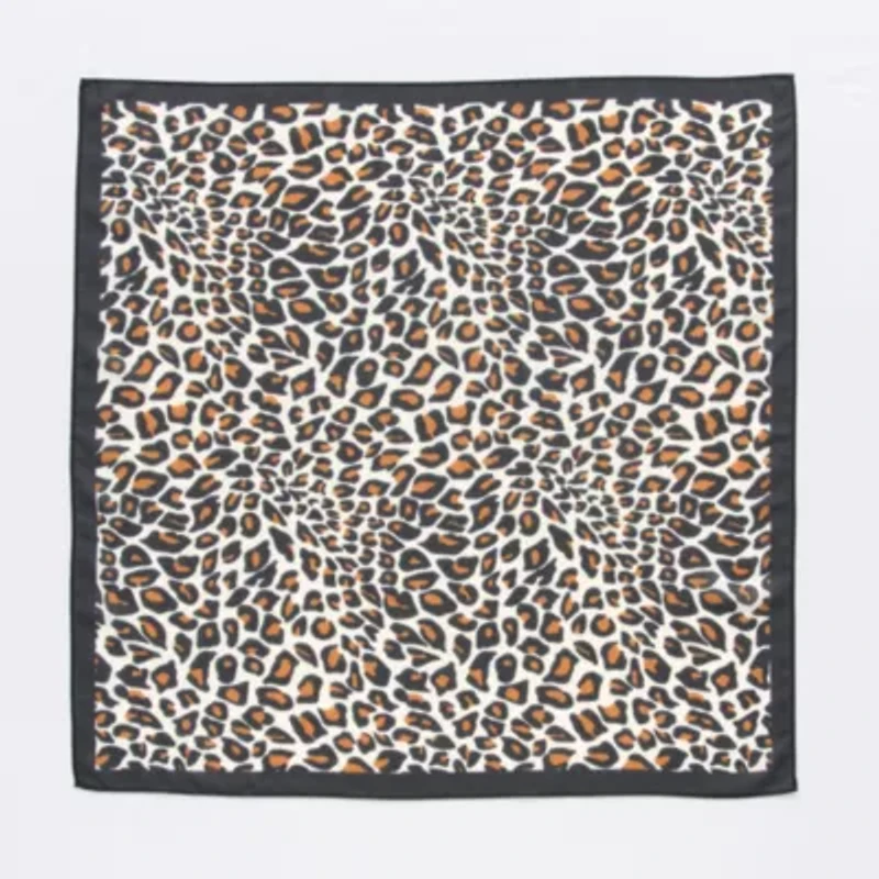 Mixit Small Sqaure Satin Like Cheetah Square Scarf