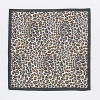 Mixit Small Sqaure Satin Like Cheetah Square Scarf