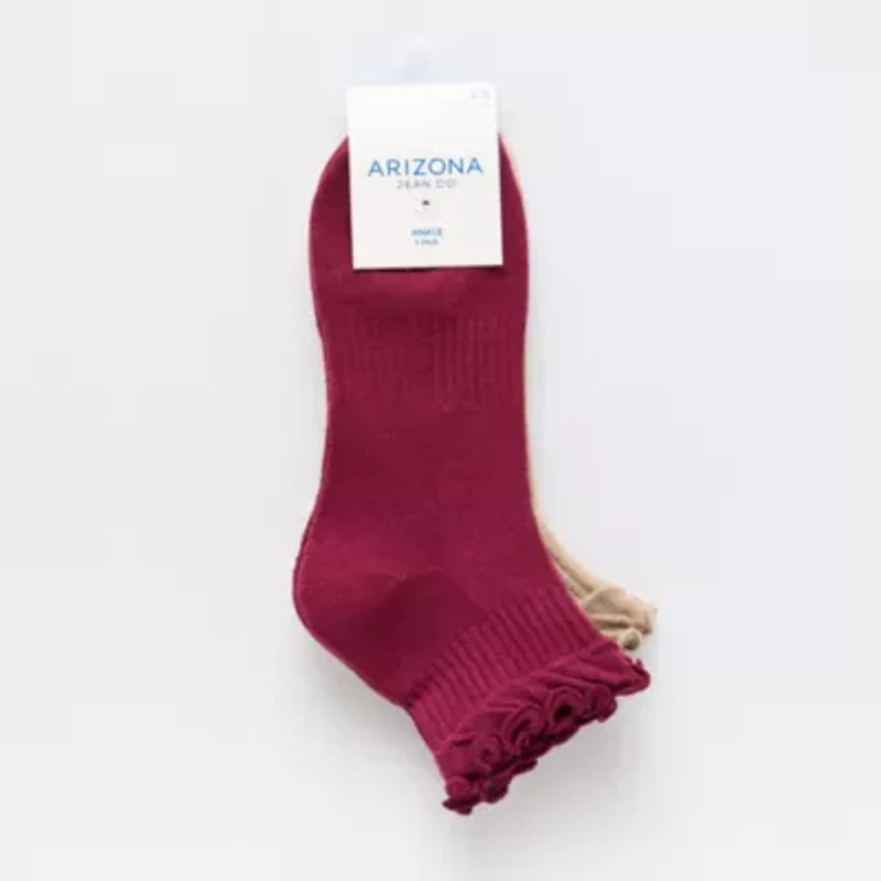 Arizona Lettuce Edge Womens Multi-Pack 2 Pair Low Cut Socks