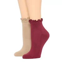 Arizona Lettuce Edge Womens Multi-Pack 2 Pair Low Cut Socks