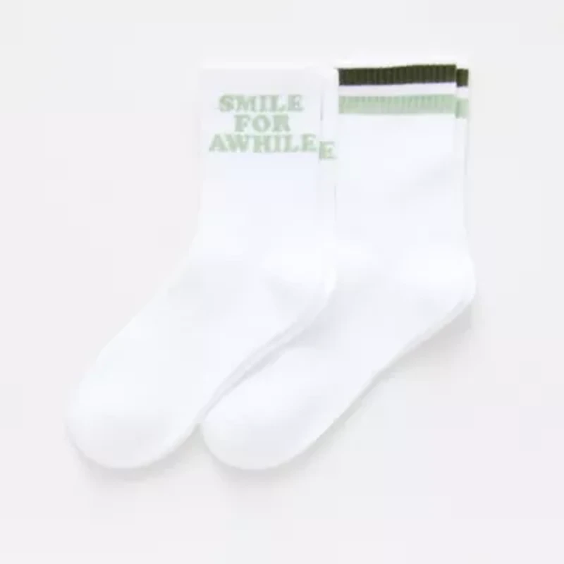 Arizona Sport Rib Womens 2 Pair Crew Socks