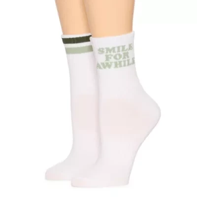 Arizona Sport Rib 2 Pair Crew Socks Womens