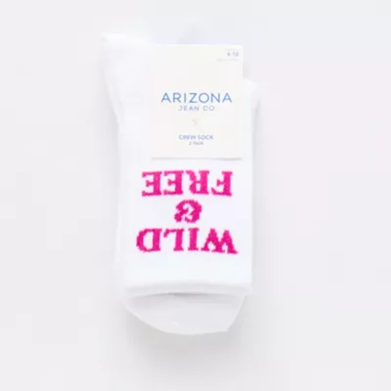 Arizona Sport Rib Womens 2 Pair Crew Socks