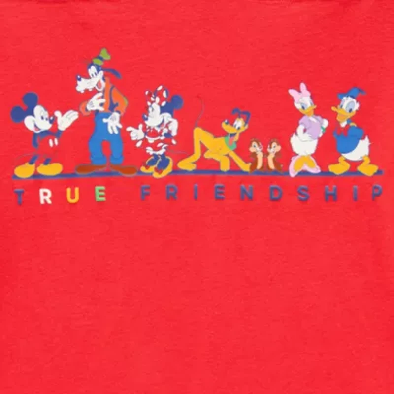 Womens V Neck Short Sleeve Regular Fit Mickey and Friends Juniors Graphic T-Shirt