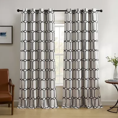 Elrene Home Fashions Kaiden Geometric Grommet Top Blackout Single Curtain Panel