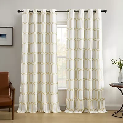 Elrene Home Fashions Kaiden Geometric Grommet Top Blackout Single Curtain Panel