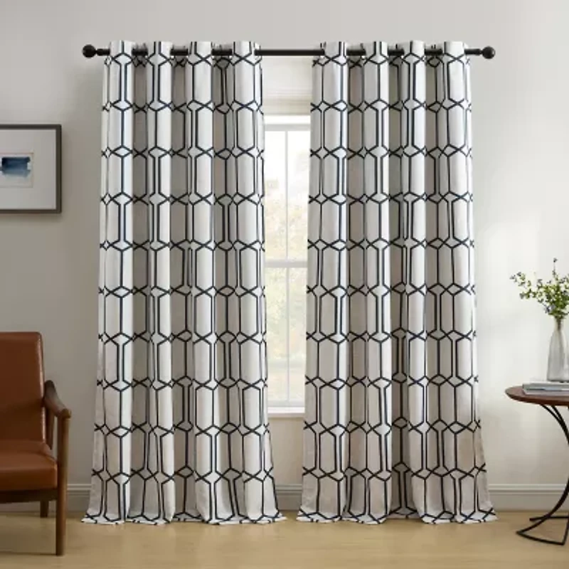 Elrene Home Fashions Kaiden Geometric Grommet Top Blackout Single Curtain Panel