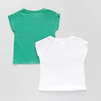 Okie Dokie Toddler & Little Girls Round Neck Short Sleeve Regular Fit 2-pc. Graphic T-Shirt