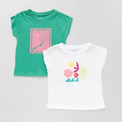 Okie Dokie Toddler & Little Girls Round Neck Short Sleeve Regular Fit 2-pc. Graphic T-Shirt