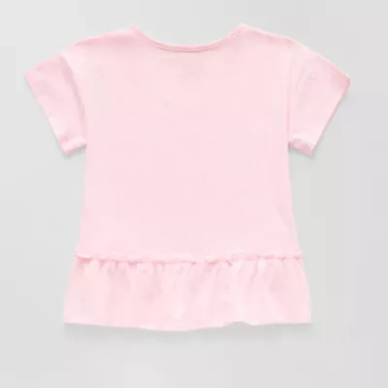 Thereabouts Little & Big Kid Girls Round Neck Short Sleeve Peplum Top