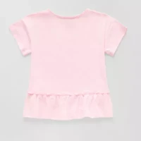 Thereabouts Little & Big Kid Girls Round Neck Short Sleeve Peplum Top