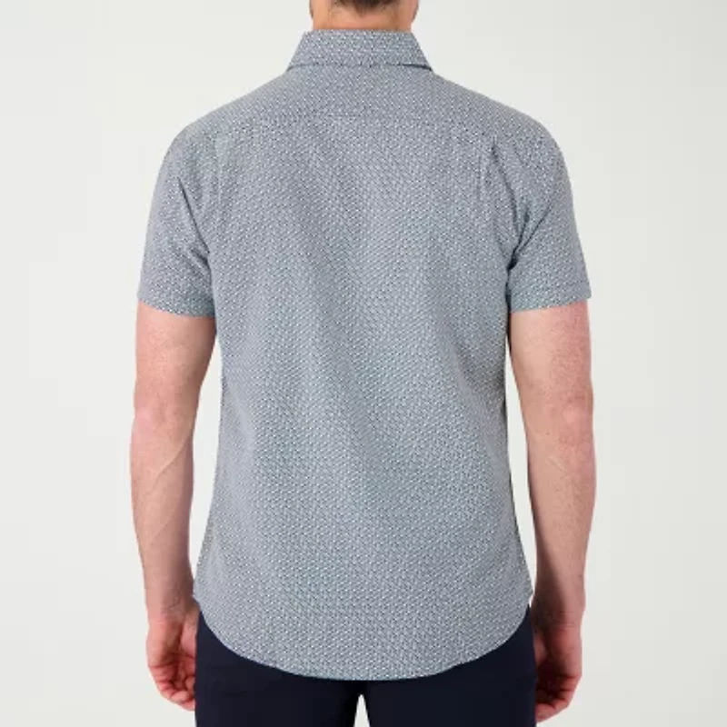 Report Collection Performance Mens Short Sleeve Modern Fit Wrinkle Free Button-Down Shirt