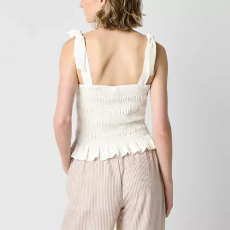 Brannan Womens Square Neck Sleeveless Blouse