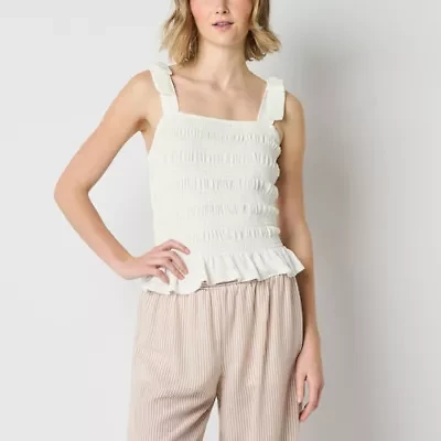 Brannan Womens Square Neck Sleeveless Blouse
