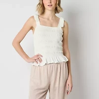 Brannan Womens Square Neck Sleeveless Blouse