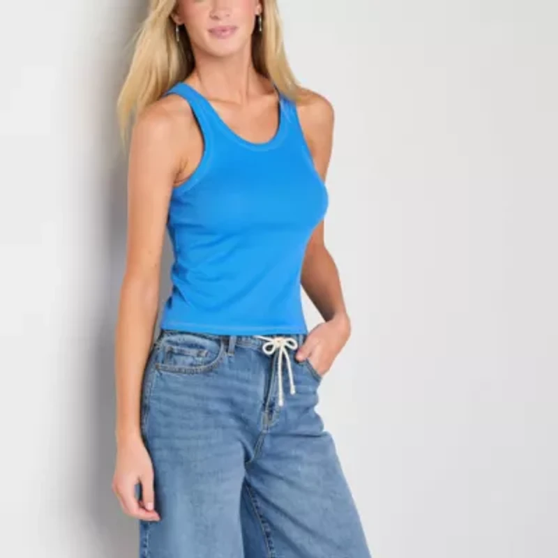 a.n.a Ribbed Womens U Neck Sleeveless Tank Top