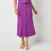 Liz Claiborne Womens Mid Rise Midi A-Line Skirt