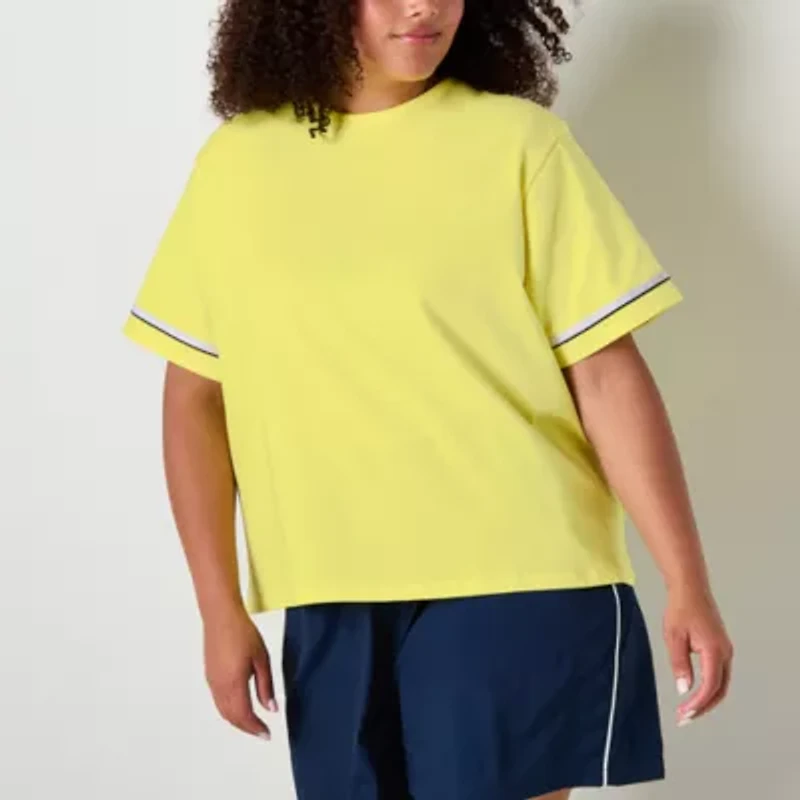 Xersion Womens Cotton Crew Neck Short Sleeve Plus T-Shirt