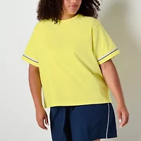 Xersion Womens Cotton Crew Neck Short Sleeve Plus T-Shirt