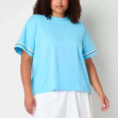 Xersion Womens Cotton Crew Neck Short Sleeve Plus T-Shirt