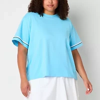 Xersion Womens Cotton Crew Neck Short Sleeve Plus T-Shirt
