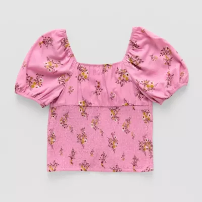 Thereabouts Little & Big Kid Girls U Neck Short Sleeve Blouse