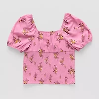 Thereabouts Little & Big Kid Girls U Neck Short Sleeve Blouse