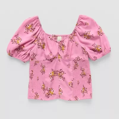 Thereabouts Little & Big Kid Girls U Neck Short Sleeve Blouse