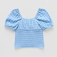 Thereabouts Little & Big Kid Girls U Neck Short Sleeve Blouse