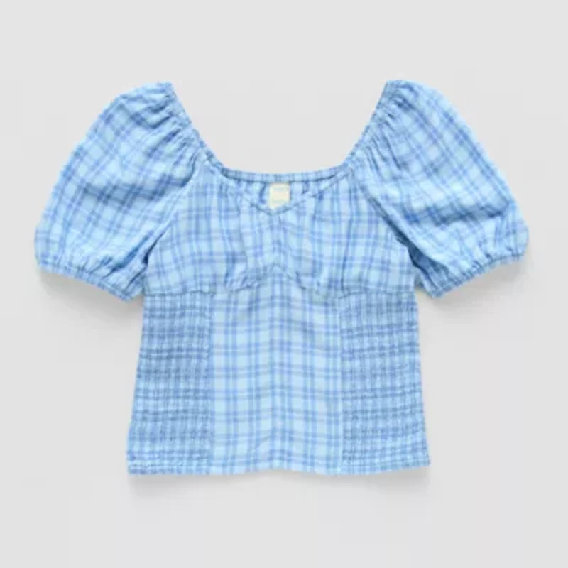 Thereabouts Little & Big Kid Girls U Neck Short Sleeve Blouse