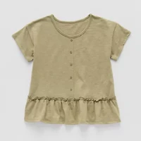 Thereabouts Little & Big Kid Girls Round Neck Short Sleeve Peplum Top