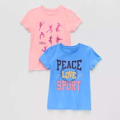 Xersion Little & Big Kid Girls Crew Neck Short Sleeve Regular Fit 2-pc. Graphic T-Shirt