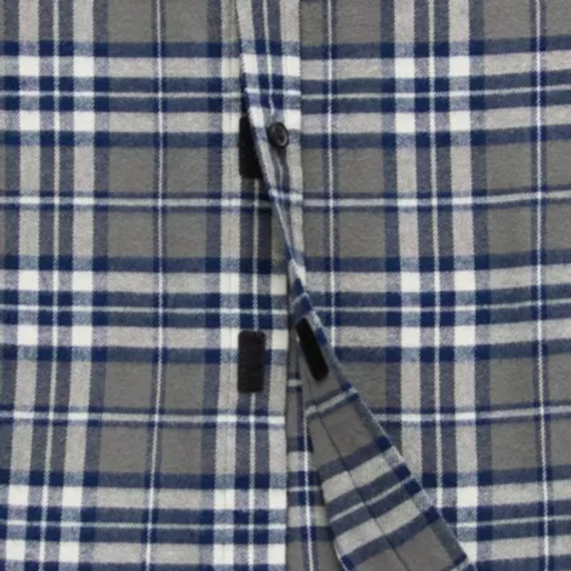 St. John's Bay Dexterity Mens Easy-on + Easy-off Long Sleeve Adaptive Classic Fit Flannel Shirt