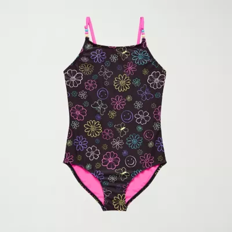 Thereabouts Little & Big Kid Girls Striped One Piece Swimsuit