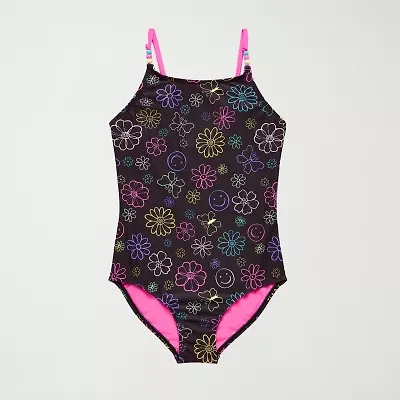 Thereabouts Little & Big Kid Girls Striped One Piece Swimsuit