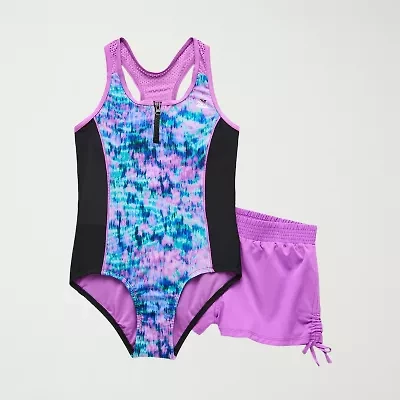 ZeroXposur Big Kid Girls Tie Dye Sleeveless One Piece Swimsuit