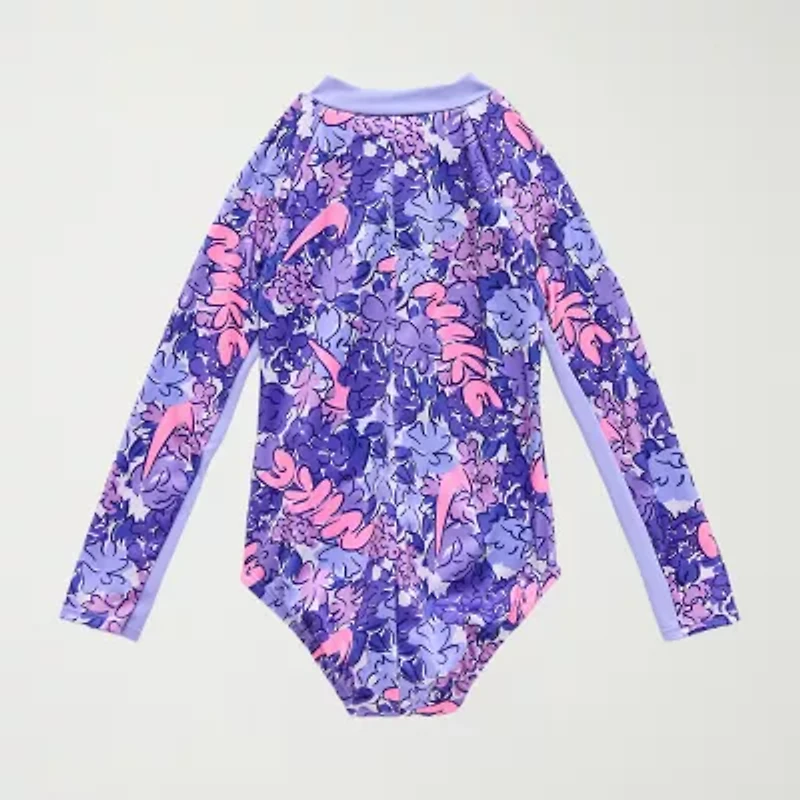 Nike Little Girls Floral Long Sleeve One Piece Swimsuit