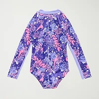 Nike Little Girls Floral Long Sleeve One Piece Swimsuit