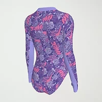 Nike Little & Big Kid Girls Floral Long Sleeve One Piece Swimsuit