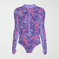 Nike Little & Big Kid Girls Floral Long Sleeve One Piece Swimsuit