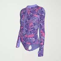 Nike Little & Big Kid Girls Floral Long Sleeve One Piece Swimsuit