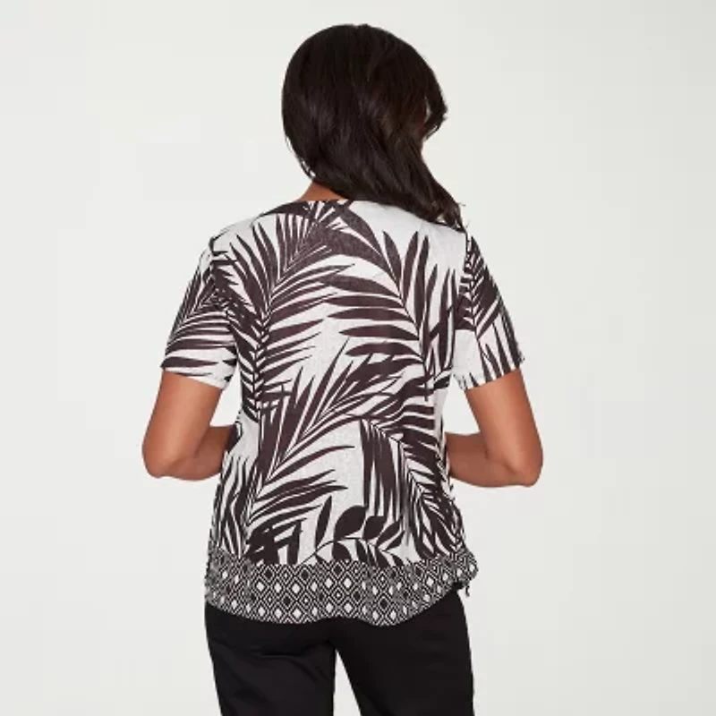 Alfred Dunner Detail Driven Womens Crew Neck Short Sleeve T-Shirt