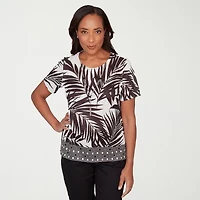 Alfred Dunner Detail Driven Womens Crew Neck Short Sleeve T-Shirt