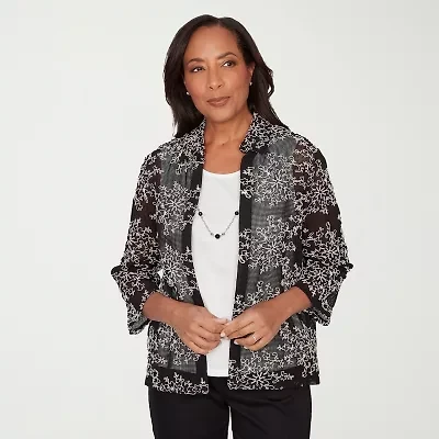 Alfred Dunner Detail Driven Womens 3/4 Sleeve Layered Top