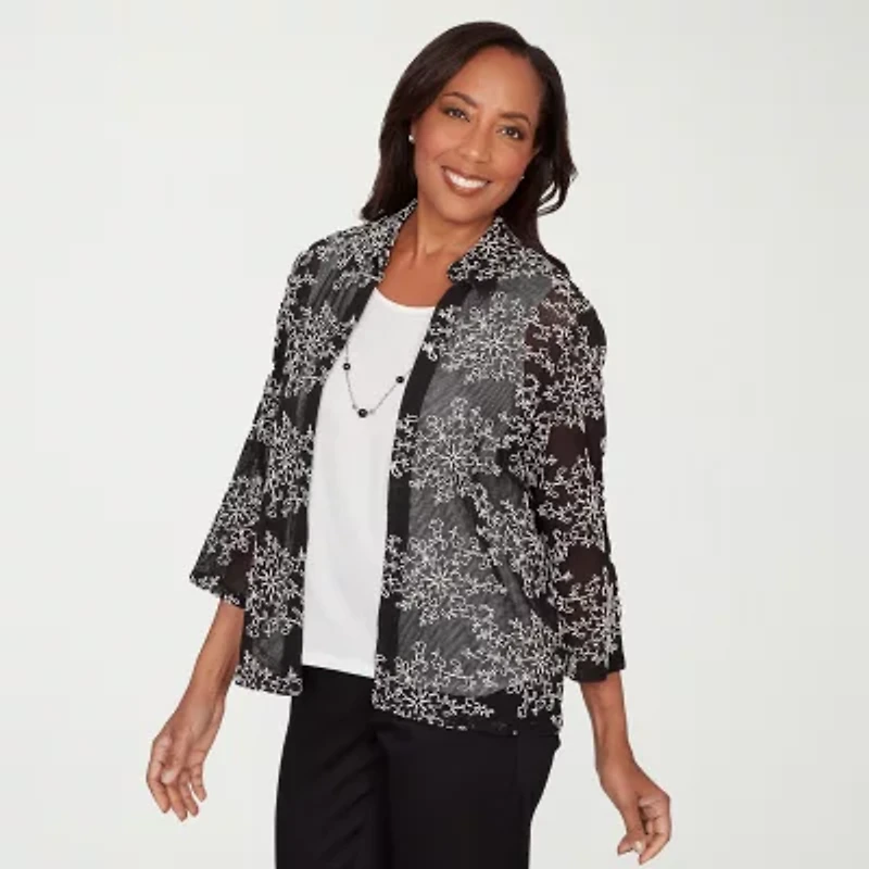 Alfred Dunner Detail Driven Womens 3/4 Sleeve Layered Top