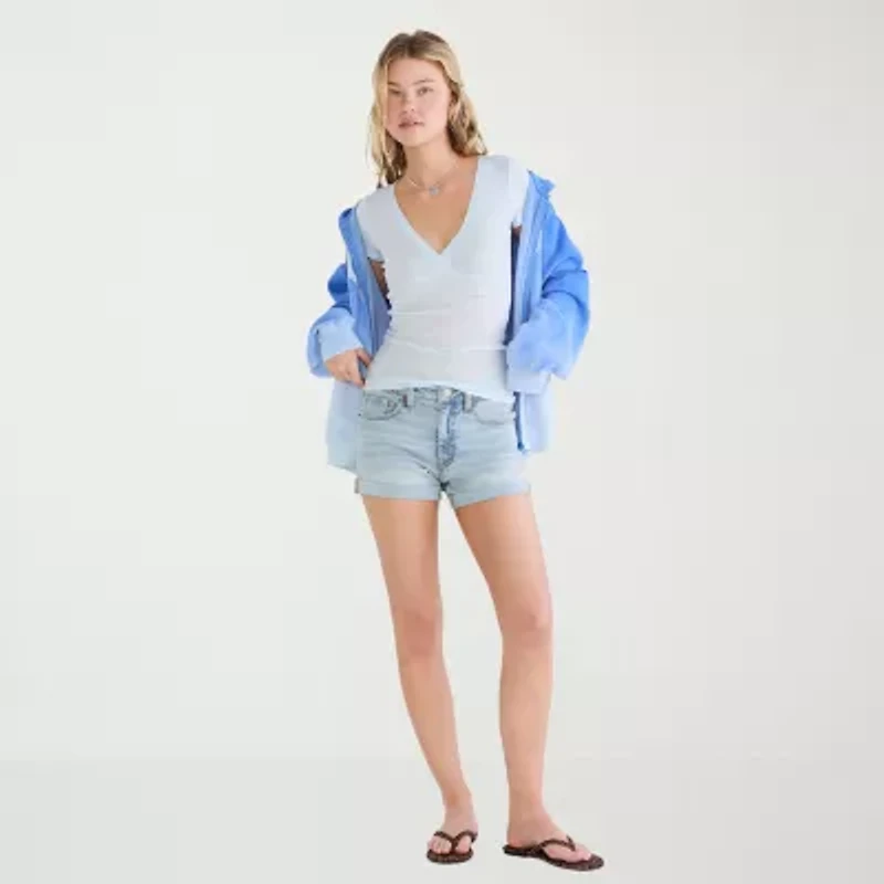 AEROPOSTALE Womens Juniors V Neck Short Sleeve T-Shirt